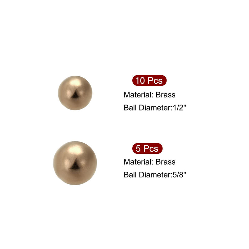 [Australia - AusPower] - uxcell 5/8-inch, 1/2-inch Precision Solid Brass Bearing Balls 15pcs 