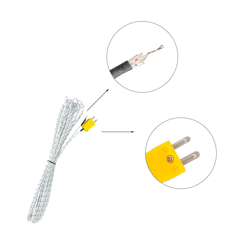 [Australia - AusPower] - K Type Mini-Connector Thermocouple Temperature Probe Sensor K Type Thermocouple Wire Temperature Sensing Line Measure Range -40 to 400 Celsius, Compatible with TM902C/ TES1310 (6 Meter) 6 Meter 