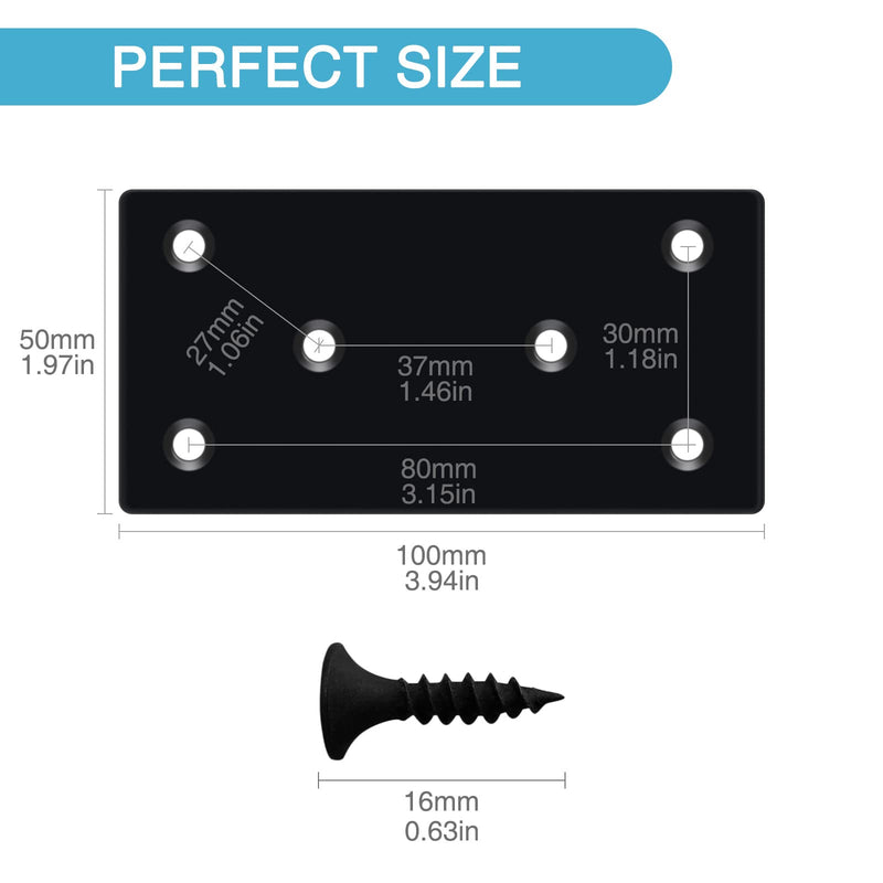 [Australia - AusPower] - 4PCS 3.94 x 1.97 inch Black Flat Mending Plate,Metal Bracket with Holes, Straight Steel Brace Fixing Joining Plate for Wood with 24PCS Screws 3.94 x 1.97 x 0.07 inch/100 x 50 x 1.8 mm 
