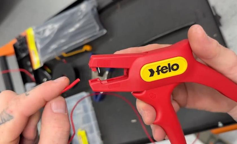 Felo 0715762681 automatic wire stripper with ergonomic handles and adjustable wire gauge settings