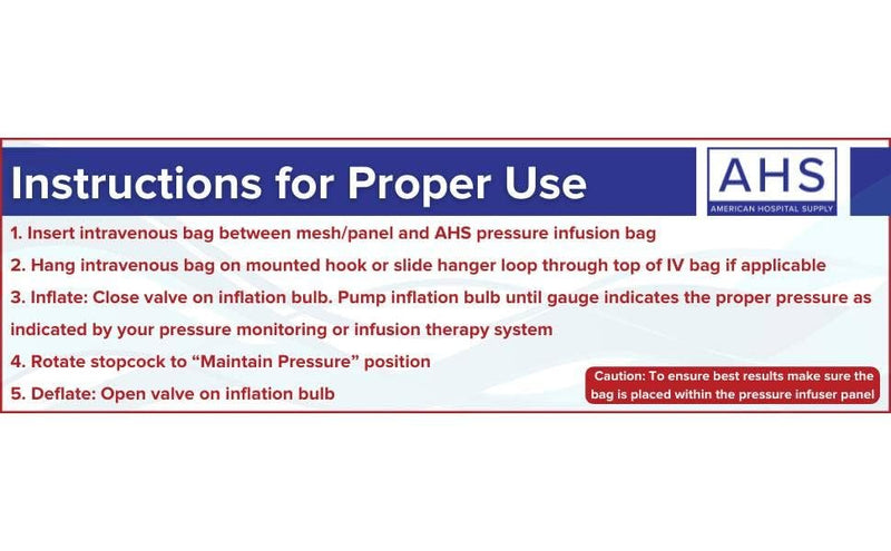 [Australia - AusPower] - American Hospital Supply Medical Pressure Infusion Bag – 3000ml, IV Pole Infusion Sack with 3-Way Stopcock, Color-Coded Gauge | Medical Supplies & Equipment (1 Each) 3000 mL 1 Each 