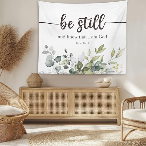 OXW Floral Christian Tapestry Wall Hanging, Christian Spiritual Decor Be Still And Not That I Am God