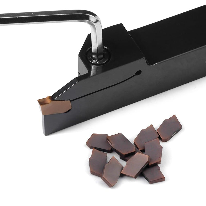 [Australia - AusPower] - 3/4"x3/4" Indexable Lathe Grooving Parting Holder QA12R-30 with 10 Pieces Carbide Inserts QC1403 Heavy Duty Right-Hand Lathe Cut Off Tool Carbide Inserts(QA12R-30 with 10 Pieces Inserts) 