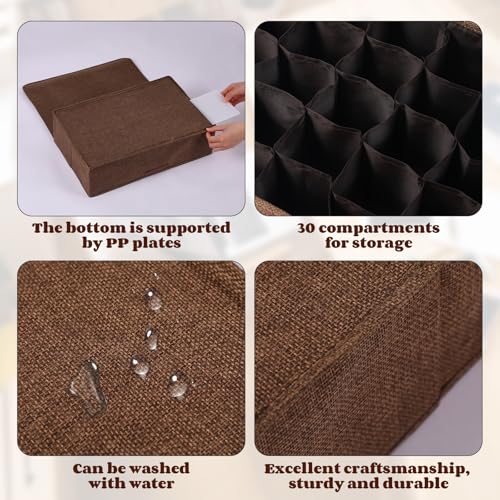 2 Pcs Light Bulb Organizer Storage Box Ornament Storage with 30 Dividers Foldable Bulbs Organizer with Lid Sturdy PP Board Fits Various Standard Dustproof Fabric Case for Home Vbs (Coffee) Coffee 2