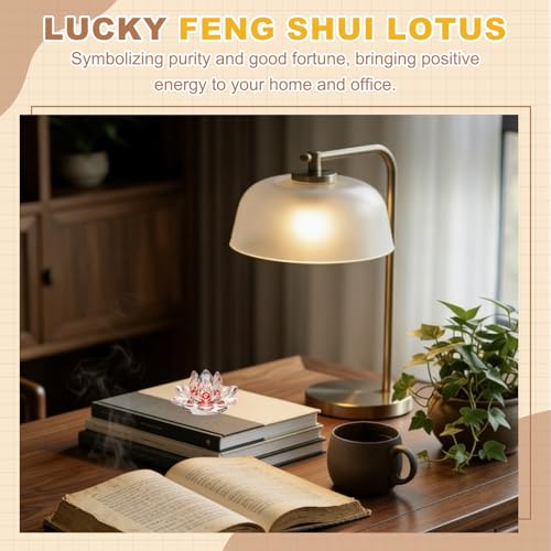 uxcell Crystal Lotus Flower Figurine 2.6"x2.6" Decorative Lotus Flower Ornament Clear Lotus Figurine for Home Office Tabletop Centerpieces, Purple 2.6"x2.6"