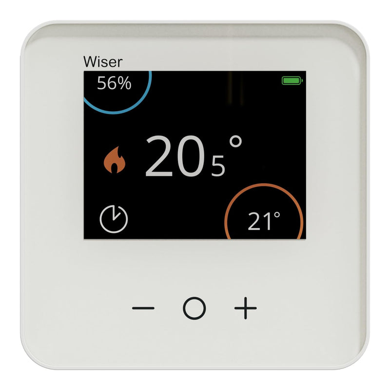Schneider Electric Wiser CCTFR6400 Room Thermostat with Display | Control via app or manual, Zigbee, via hub compatible with Matter, Alexa, Google, Apple White