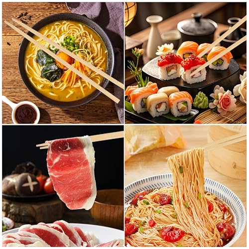 Disposable Bamboo Wood Chopsticks – 9.25" Break-Apart Square Chopsticks Individually Wrapped, Flat Wooden Chop Sticks for Takeout, Restaurants & Catering (100paris) 100paris