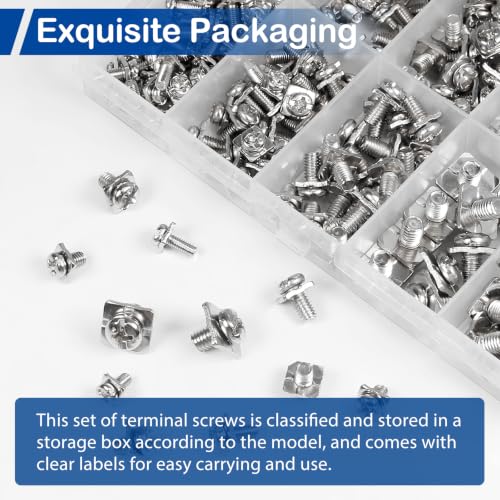 MroMax screw terminal blocks kit with electrical connector screws and square washers