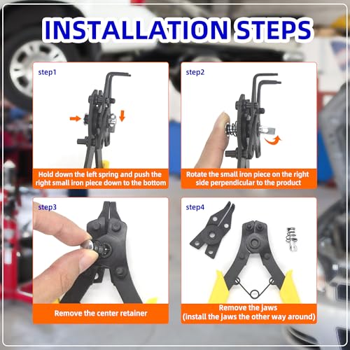 NexSync external retaining rings and 4-in-1 snap ring pliers assortment kit with convertible jaws