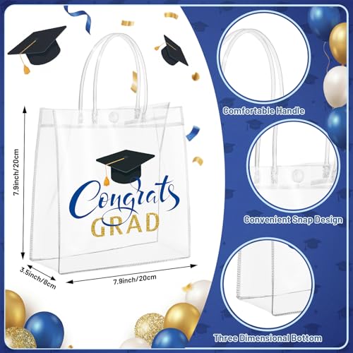 LemonRoad 30 Pcs Class of 2026 Blue Graduation Gift Bulk Congrats Grad PVC Gift Bag and Socks Plastic Tumblers with Lid and Straw Ballpoint Pens Inspirational Notepads Graduation Party Favors