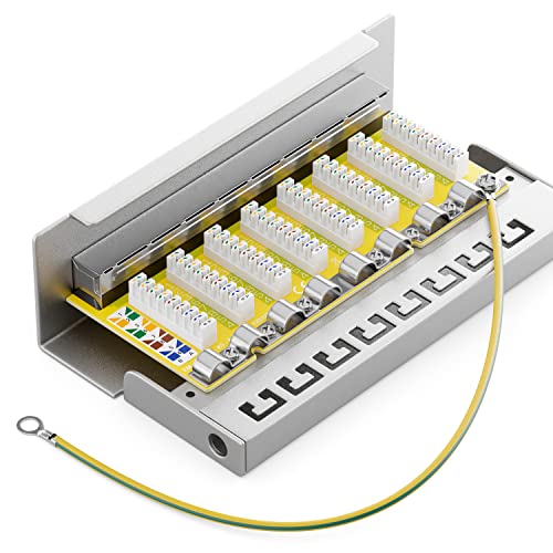 deleyCON CAT 6 Patch Panel Distribution Panel 8 Port 1 HE RJ45 - Light Grey | Desktop & wall mounting, shielded, 8x RJ45 socket, LAN network installation cable, TIA568A TIA568B, RAL 7035 Grey (RAL 7035 light grey)