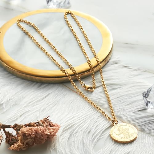Philip Jones Men's 18k Gold Plated Stainless Steel St Christopher Necklace