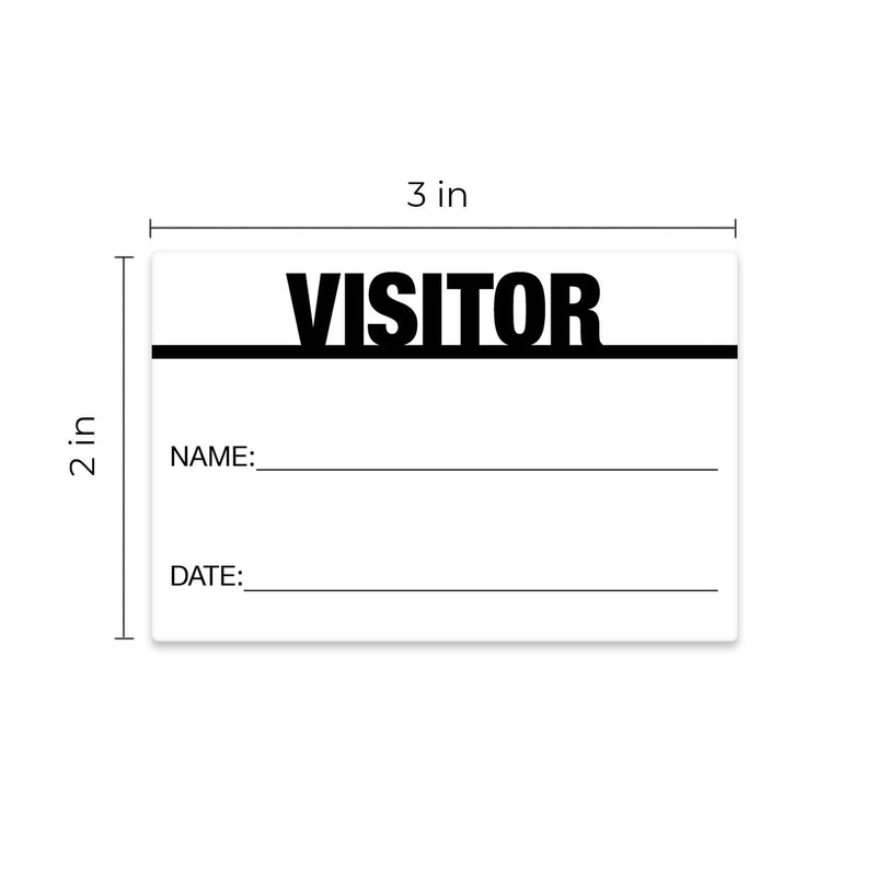 Black On White Visitor Pass / 500 Classic ID Labels/Safety Identification Badge Stickers / 2" x 3" Business Guest Pass Labels/Made in The USA