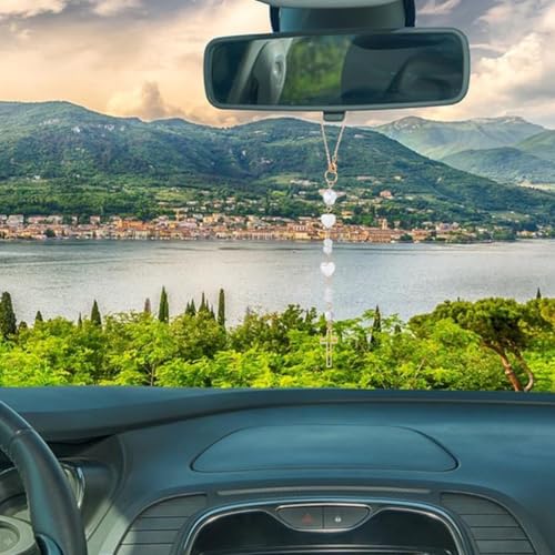 2pcs Cross Car Hanging Ornament Sun Catcher Rearview Mirror Charm Car Mirror Pendant with Heart Star Shell Beads Cross Crystal Bead Hanging Accessories for Bag Window Car Mirror Garden
