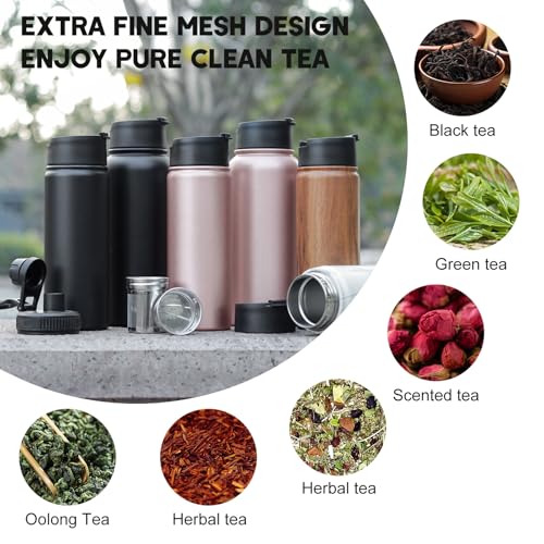 Sivaphe Infuser Water Bottle with Removable Strainer for loose leaf Tea 18/8 Stainless Steel 32 oz Insulated Tea Tumbler Gift for Women Rosegold 32 Ounces