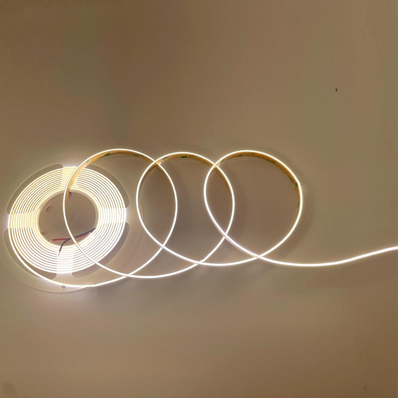 DC24V 3mm Thick Side-Emitting 8MM PCB COB LED Strip Light Flexible UHB Tape 480LEDs/M Flexible High Brightness Lights Side Illuminated Lamp 3000K/ 4000K/6000K (Natural Light 4000K) Natural Light 4000K