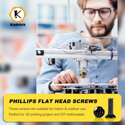 Kadrick M3 x 6mm countersunk flat head screws, 300-piece set, screw and bolt assortment for assembly projects