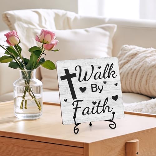 Christian Gifts for Women Religious Spiritual Gift Wood Decor Sign Inspirational Gifts for Women Friends Mom Sister Coworker Catholic Female Faith Based Gift Decorative Wooden Sign with Iron Stand