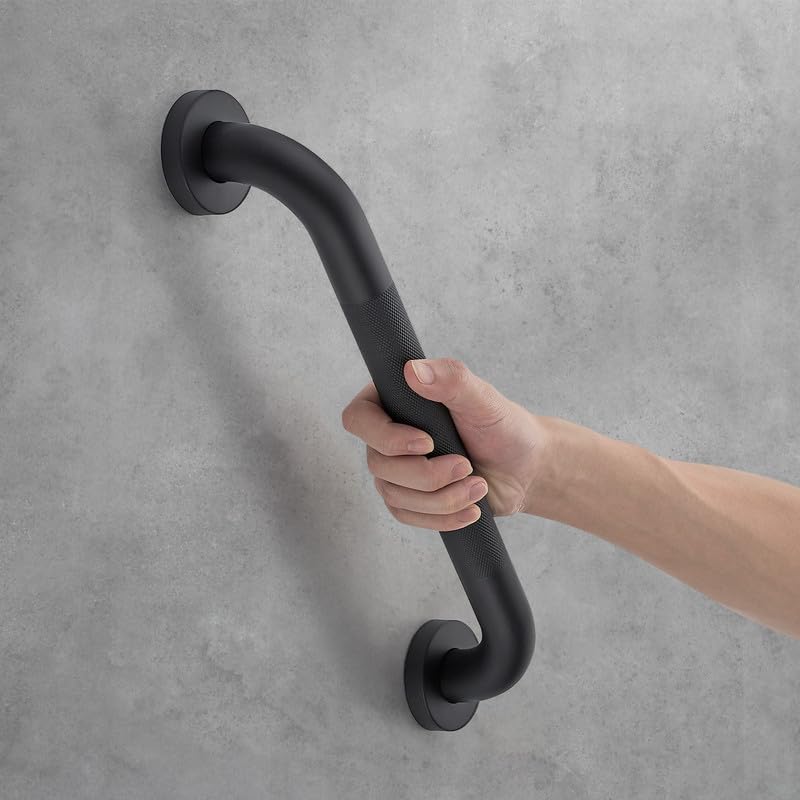 Grab Bars for Shower, 2 Pack 20-Inch Anti Slip Shower Handles for Elderly, Safety Shower Grab Bar, Stainless Steel Handicap Grab Bars for Bathroom (Black 1" Diameter) Black 20 Inch