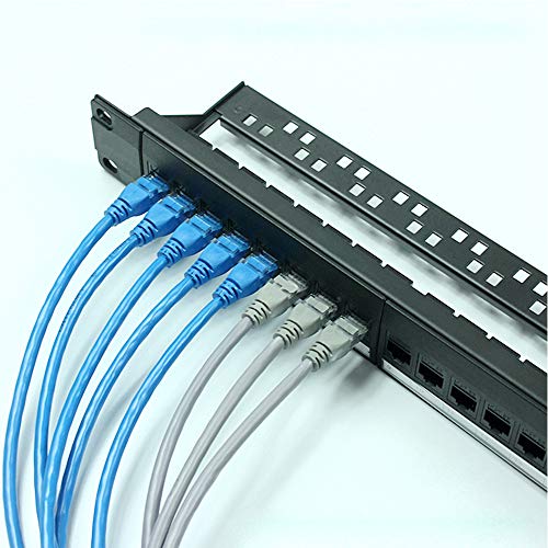 Network Patch Panel, 24 Port 1U Rack Mountable Cat6 Patch Panel Pro Rj45 110 Network Patch Panel, Cable Distinction, No Rust and Durable (Cat5 Rj45 Straight)