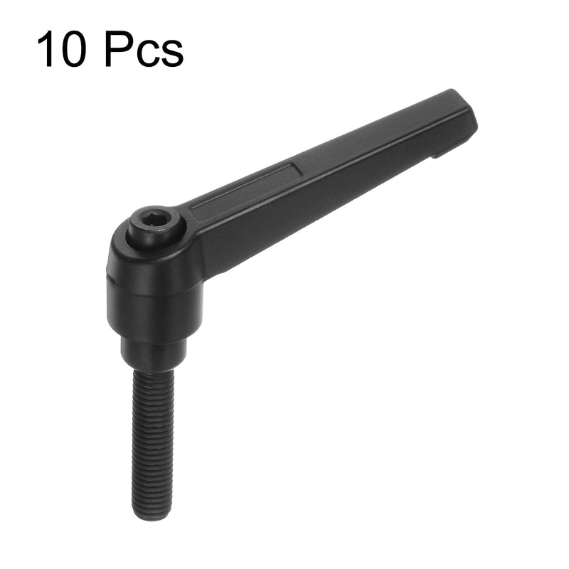[Australia - AusPower] - 10pcs Adjustable Clamping Lever Handles M8 x 40mm Male Thread Bolt Knobs Rotating Screw Locking Quick Release Ratchet Push Button Handle, Black 
