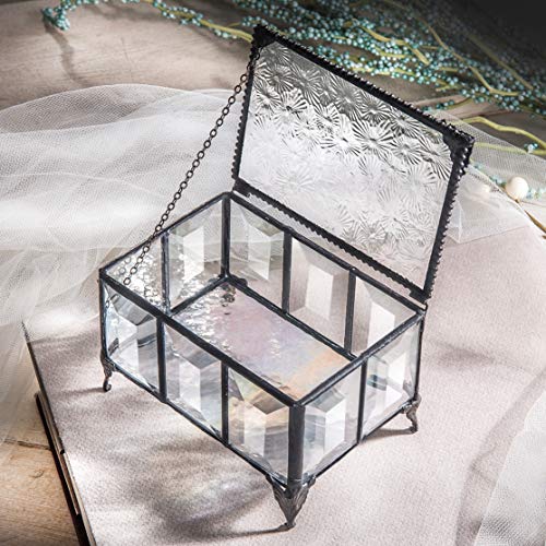 Decorative glass jewelry keepsake box by J Devlin Glass Art with intricate design, perfect for storing jewelry and small trinkets.