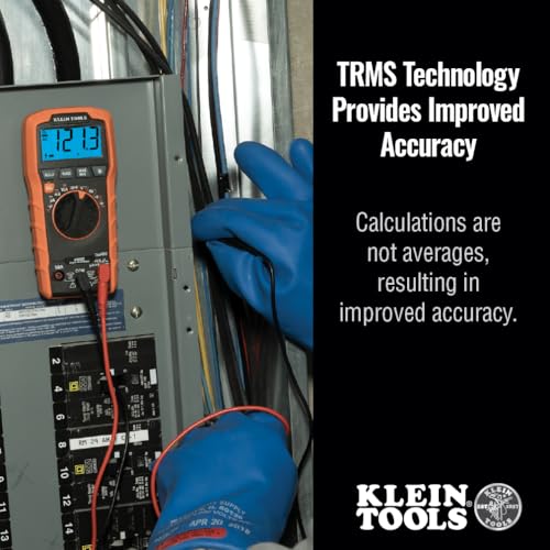 Klein Tools MM420 digital multimeter with auto-ranging TRMS display and test leads