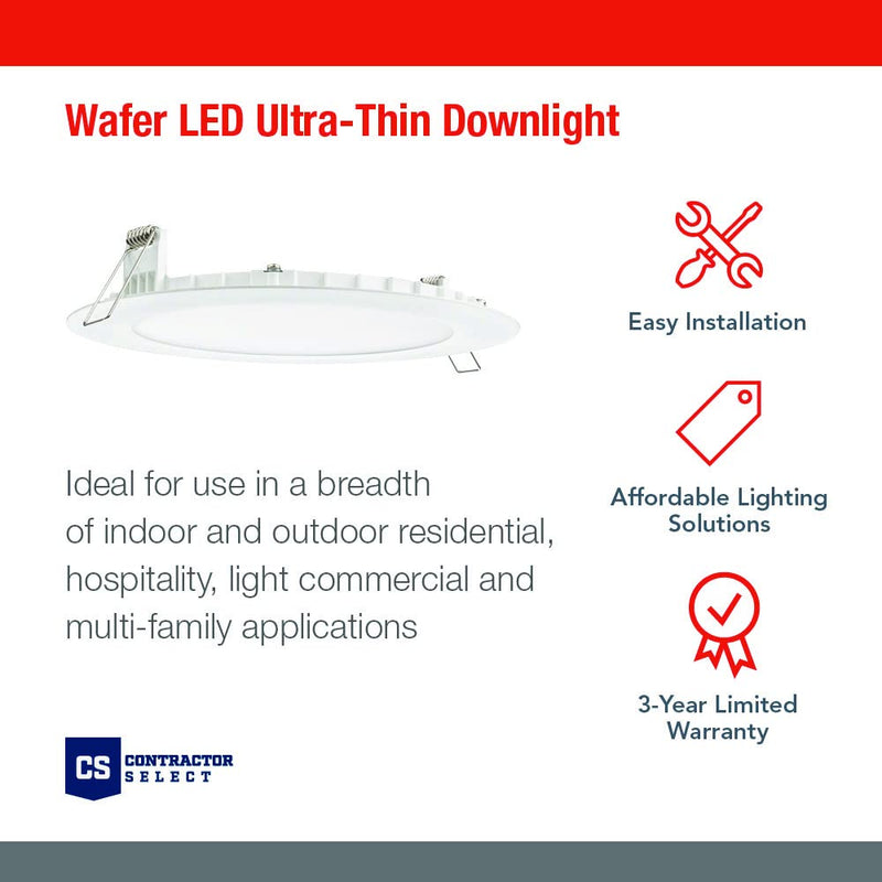 [Australia - AusPower] - Juno WF6 SWW5 90CRI MW M6 Round Baffle LED Downlight, 120 Volts, 2700K/3000K/3500K/4000K/5000K, Triac Dimming, 6-Inch, Matte White 6-Inch Ultra Thin Trim 