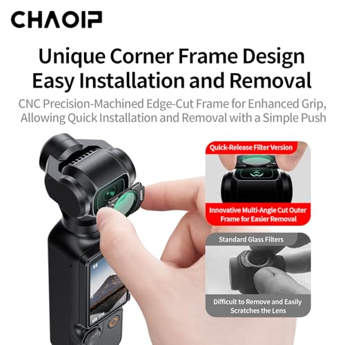Magnetic ND/CPL Filter Set Compatible with DJI Osmo Pocket 3 Creator Combo, 6-Pack: UV, CPL, ND16/PL, ND32/PL, ND64/PL, ND256/PL Polarizer and Neutral Density Filters, Action Camera Accessories Magnetic ND/PL & CPL & UV Filter Set