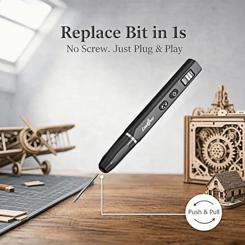 LIBERRWAY Engraving Pen, Cordless Rotary Tool with Power Display, 2-Speed 20000RPM Mini Engraver for Jewelry, Metal, Glass, Wood, Resin, DIY Beginner Friendly (‎30bits) 30bits