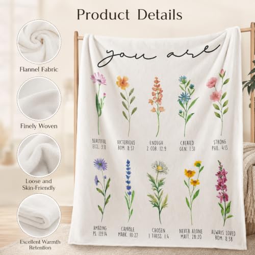 Christian Gifts for Women Colourful Blanket Floral Bible Flannel Blanket