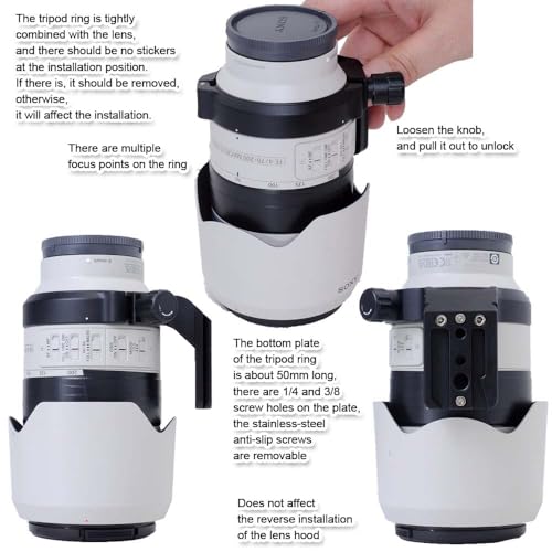 iShoot Tripod Mount Ring Lens Collar Compatible with Sony FE 70-200mm F/4 Macro G OSS II, Lens Support Holder Bracket Bottom Arca-Swiss Fit Quick Release Plate for Arca Clamp Head & Stabilizer