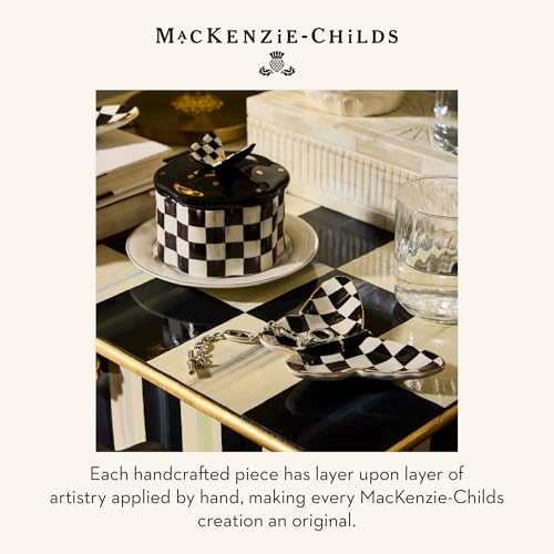 MACKENZIE-CHILDS silver-plated jewelry box with Courtly Check heart design, featuring a decorative and functional storage piece.