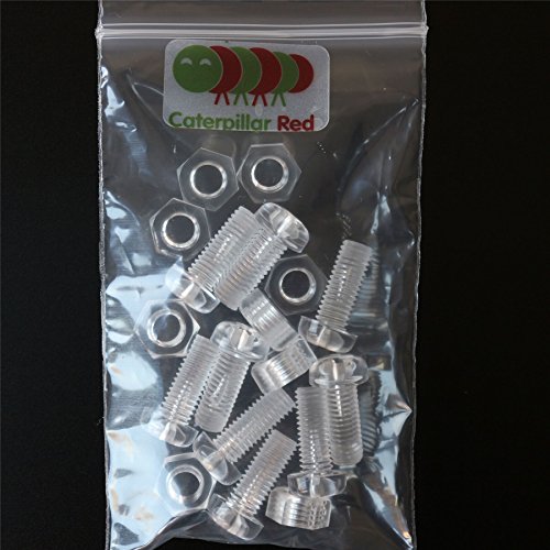 30x Clear Acrylic Pan Head Plastic Screws & Bolts M8 x 20mm, Nuts & Washers