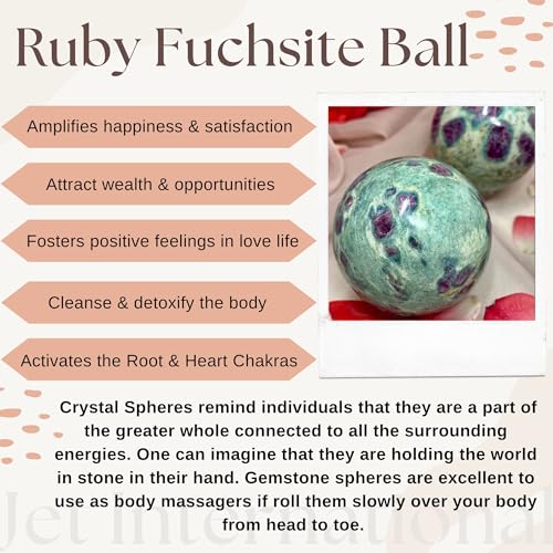 Jet Ruby Fuchsite Crystal Ball 50-55 mm – Natural Healing Gemstone Sphere for Energy Balancing, Meditation, Reiki, Home Décor & Positive Vibes