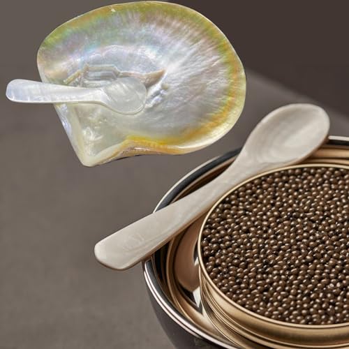 Caviar serving set - Caviar Spoons - Mother of Pearl Spoon Set with Gift Box Packaging - Serving Caviar Eggs and Dessert