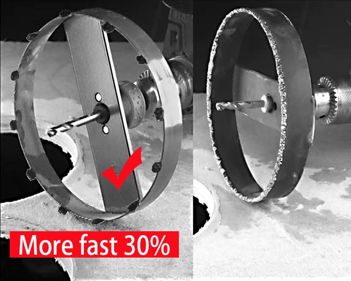 6-3/8” Carbide Grit Hole Saw Cutter for 6” Recessed Light Segmented Cutting Edge 1.2X Faster Than Unsegmented for Drilling Cutting Drywall Ceiling Tile Wood Plaster MDF Drywall 6-3/8"(162mm)