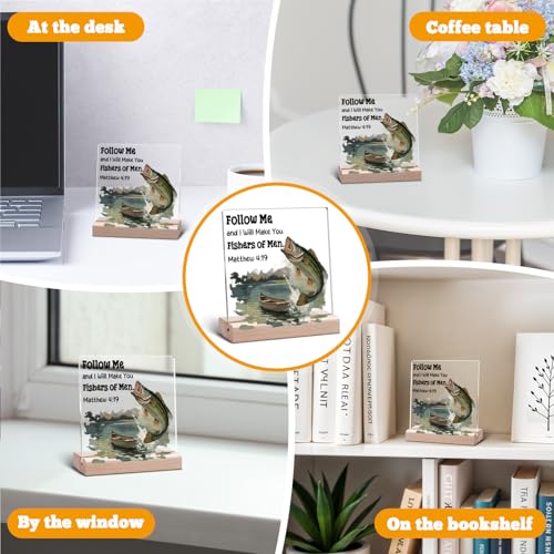 Inspirational Sign Christian Decor Religious Motivational Bible Verse Desk Decor Spiritual Acrylic Plaque Decorative Sign for Birthday Christmas Mom Sister Friend Motivational Decoration for Home Follow Me Desk Sign