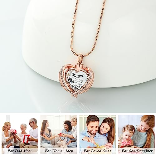 Imrsanl Angel Wing Heart Urn Pendant Necklace Cremation Jewelry Rose Gold-White