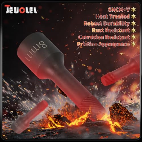 JEUCLEL 6-piece 3/8-inch drive impact wedge-proof bolt extractor set for tap and bolt removal