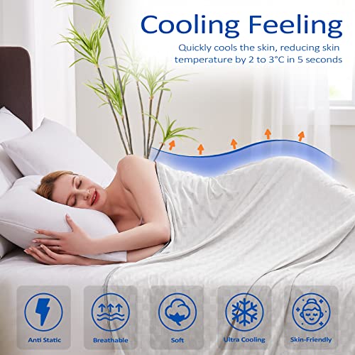 Topcee Cooling Blanket, Summer Cooling Blankets for Hot Sleepers, Arc-Chill Q-Max>0.5 Cool Fiber, Oeko-TEX 100% Certified, Soft, Breathable, Double-Side Bed Throw,Keep Cool for Adults Kids 90"x90" Grey-new 90"x90"