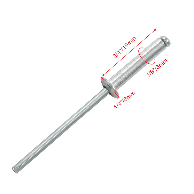 [Australia - AusPower] - 100 Pcs 1/8" x 3/4" Aluminum Blind Rivets Dome Head Pop Rivets for Installing Accessories, Silver 1/8" x 3/4" 