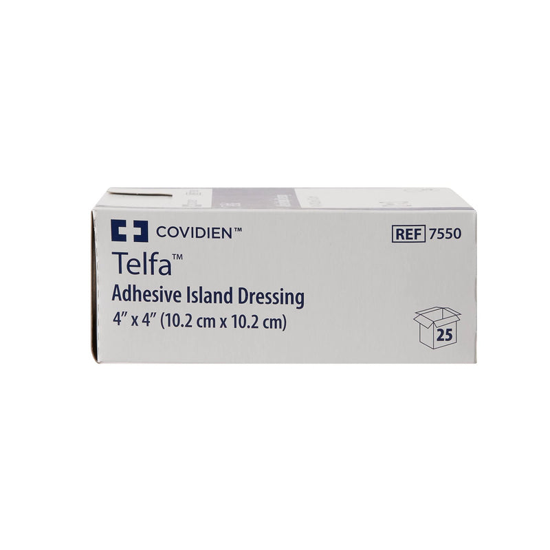 Covidien 7550 Telfa Adhesive Island Dressing, 4" x 4" Size (Pack of 25)