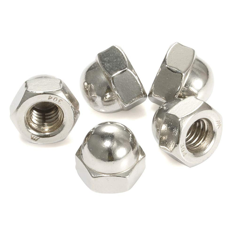 [Australia - AusPower] - 3/8-16 Acorn Hex Cap Dome Head Nuts, 304 Stainless Steel 18-8, Bright Finish, Pack of 10 3/8-16 