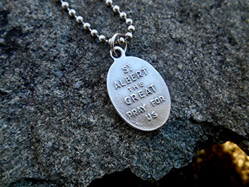 Saint Albertus Magnus necklace, Albert the Great, 30 Inch Stainless Steel Ball Chain, Patron Saint of Scientists, Philosophers, Medical technicians, Natural sciences