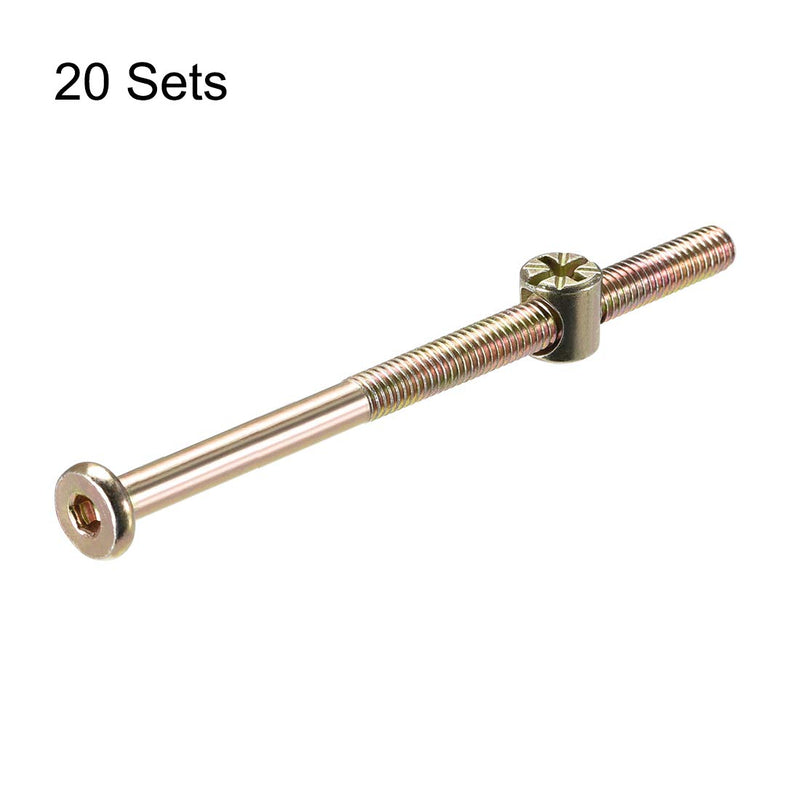 [Australia - AusPower] - uxcell M6 x 110mm Furniture Bolts Nut Set Hex Socket Screw with Barrel Nuts Phillips-Slotted Half Thread Zinc Plated 20 Sets 