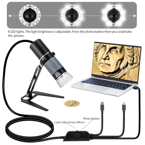 1080P Handheld Digital Microscope, Portable USB Microscope with 50-1000X Magnification and Adjustable Stand, Compatible with iPhone, Android, Mac and Windows PCs