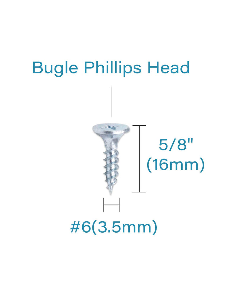 [Australia - AusPower] - 100pcs #6x5/8" Flat Head Phillips Drywall Screws Fine Thread Sharp Point Wood Screw, Carbon Steel 1022A, Zinc Coated #6 x 5/8" 100 