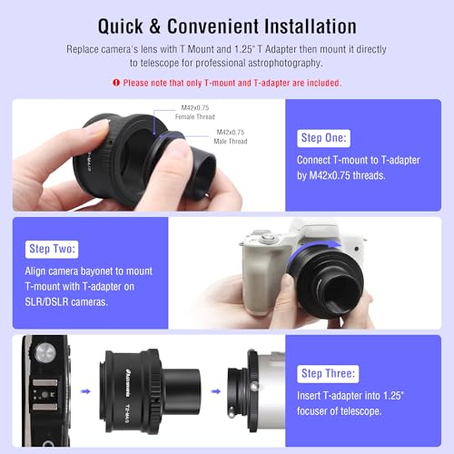 Astromania T T2 Mount Ring and T Adapter for Olympus Panasonic M4/3 Cameras Ring Set for Olympus M4/3