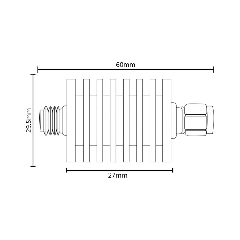 [Australia - AusPower] - BECEN 40db 10W SMA Attenuator Male to Female ?10 Watt fixed attenuator DC-3.0ghz 50ohm (40dB) 